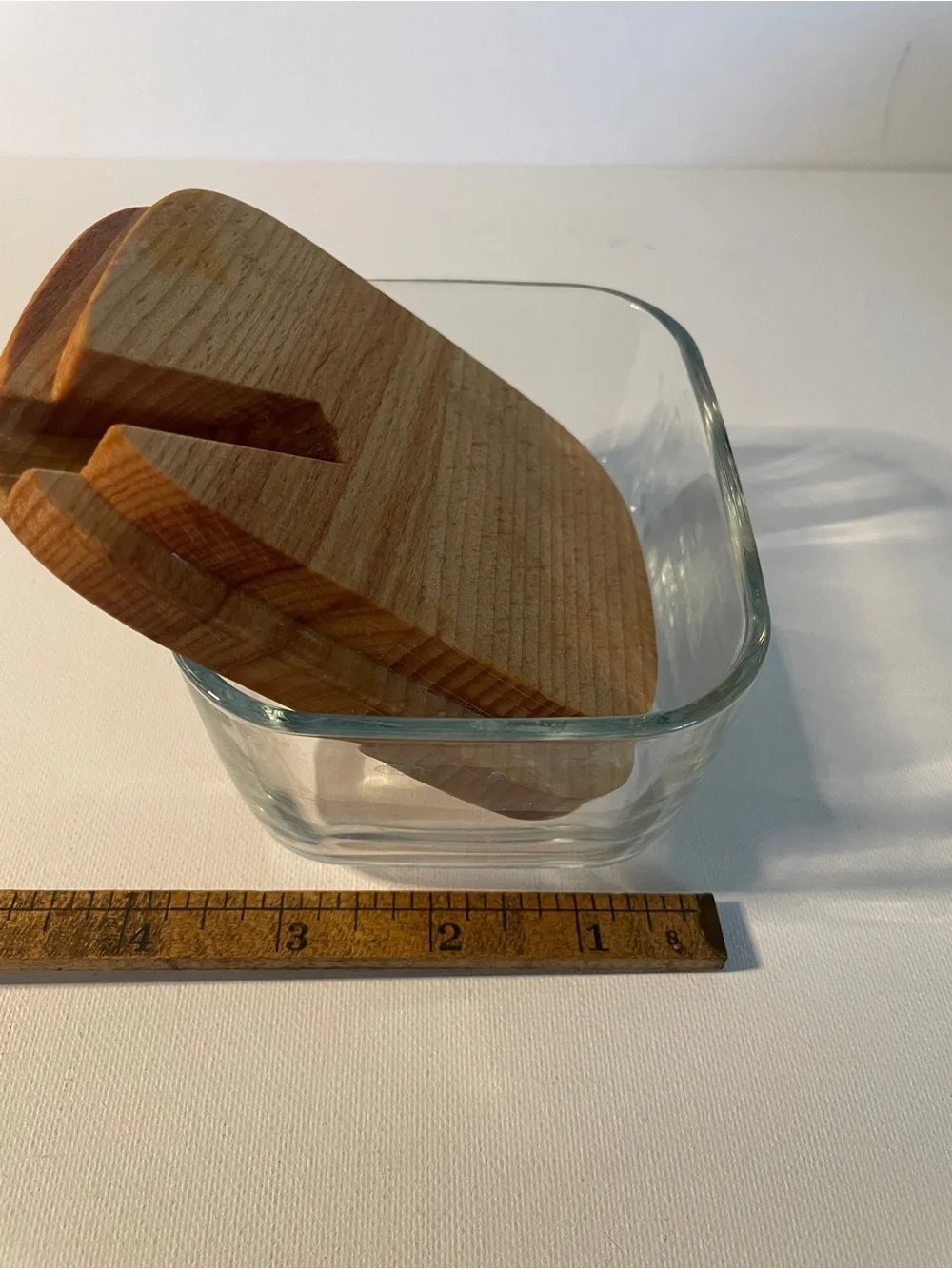Glass Food Storage Container with Wood Grain Lid